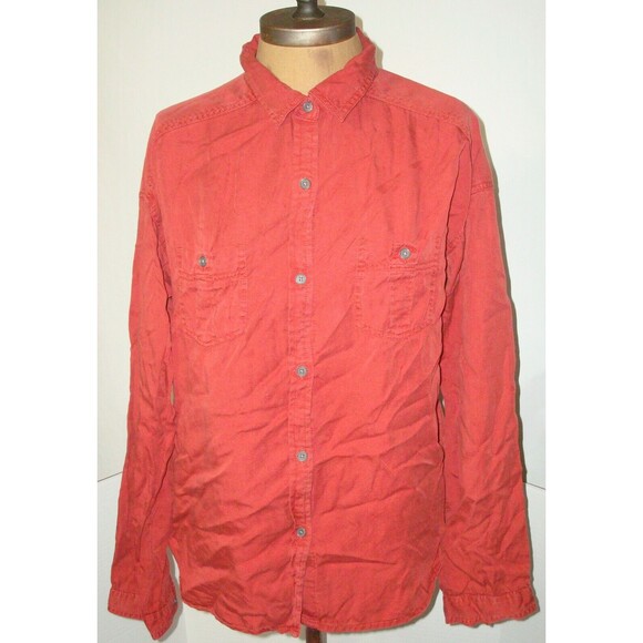 New Prana Womens NWT S Updrift Top Button Pockets LS Patina Red Rust Tencel Logo - Picture 7 of 12